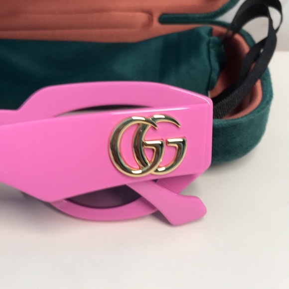 New Authentic ✨ Authentic Gucci GG1421S 004 Sunglasses – Pink Geometric Cat-Eye - Picture 12 of 14